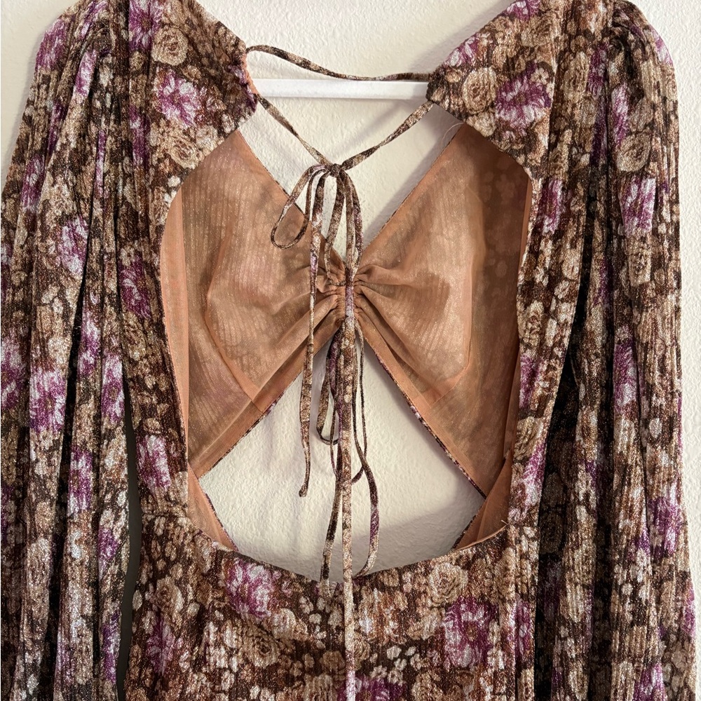 NWT For Love & Lemons Wynne Maxi Dress Shimmer Women’s Medium Cut-Out Sparkles - Picture 10 of 13